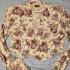 Floral Blazer with Purple and Pink Roses